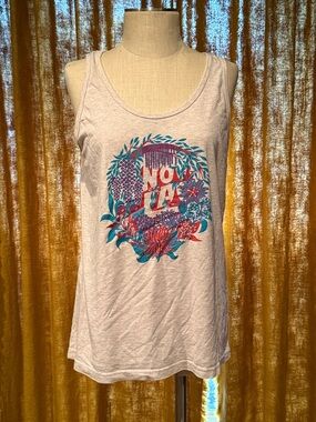 NOLA Women's White Graphic Tank Top with Floral Print
